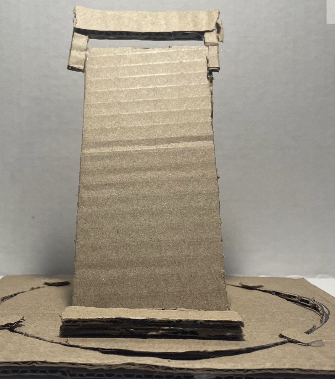 Front view of our cardboard phone prototype.
