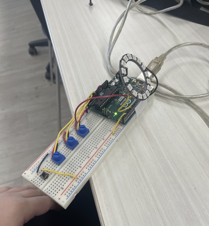 Integrating the Neopixel onto the breadboard. 