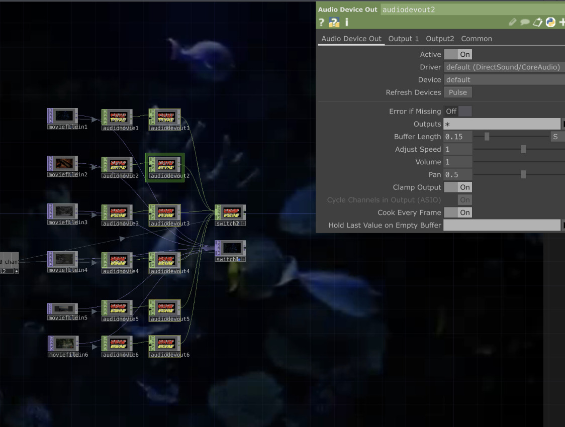 Trying to check if the audio issue was in the parameters and values for the switch comp. 