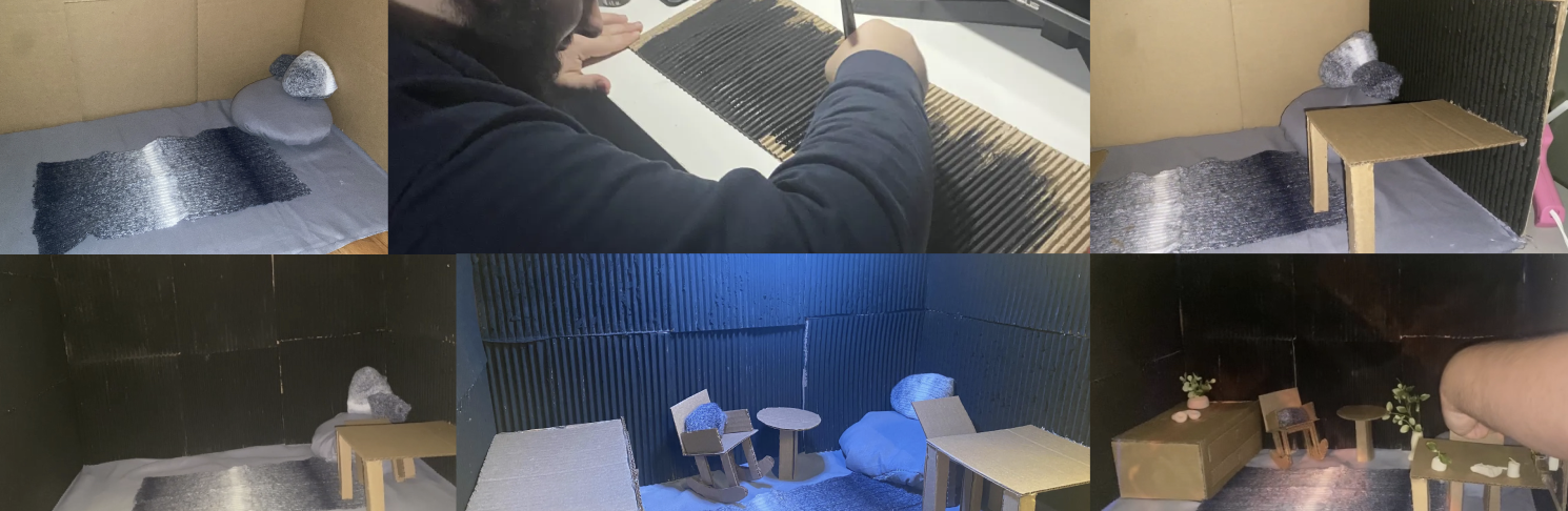 These are process photos I took as I furnished the prototype through the weeks.