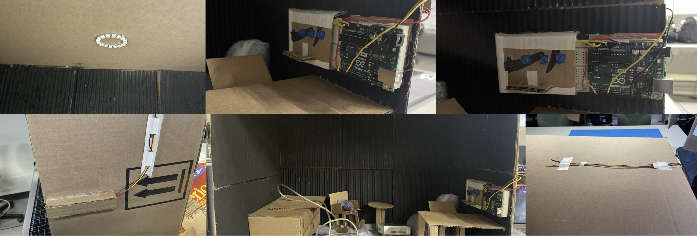 These are pictures of the process Jesse went through as he implemented the circuitry into the prototype.